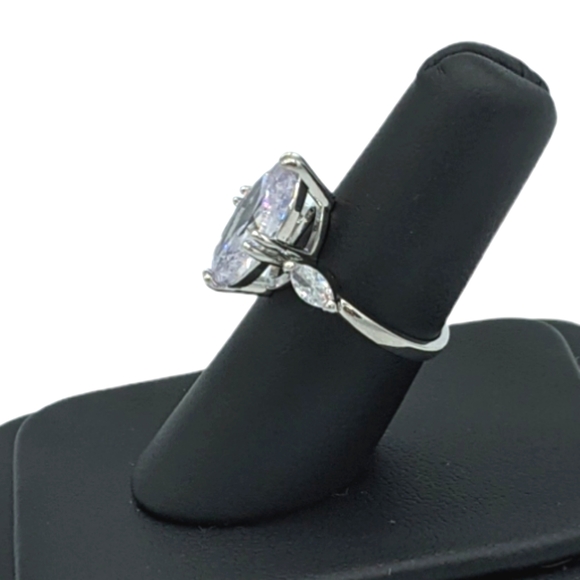 Large Oval Cut Diamond Alternative Solitaire - Picture 3 of 9